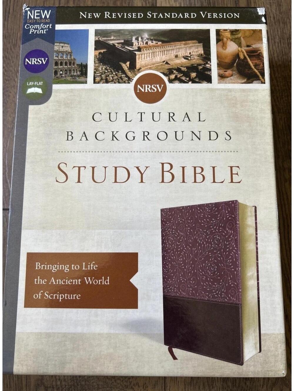 NRSV Cultural Backgrounds Study Bible Burgundy Print Leathersoft 2019 Open Box